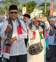 Caleg PKS Ustad Abrar, S. Ag, disela sela Aksi Bela Palestina, Ahad (12/11/2023) di Kota Padang Panjang.